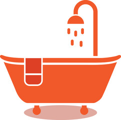 Bathtub logo . bath tub with shower head icon vector silhouette illustration. 