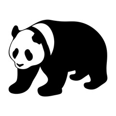 panda animal black silhouette icon - designs for jungle animals panda Safaris, wildlife, rainforest, vector on a white transparent.