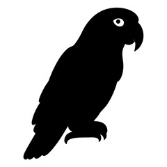 parrot animal black silhouette icon - designs for jungle animals parrot Safaris, wildlife, rainforest, vector on a white transparent.