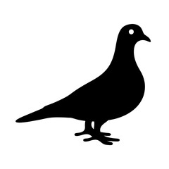 pigeon animal black silhouette icon - designs for jungle animals pigeon Safaris, wildlife, rainforest, vector on a white transparent.