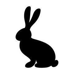 rabbit animal black silhouette icon - designs for jungle animals rabbit Safaris, wildlife, rainforest, vector on a white transparent.