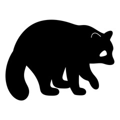 raccoon animal black silhouette icon - designs for jungle animals raccoon Safaris, wildlife, rainforest, vector on a white transparent.