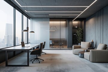 Hidden Business Hub A Serene Workspace with Gentle Views for Flexible Corporate Environments