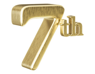 7th Anniversary Golden Number 3D Illustration