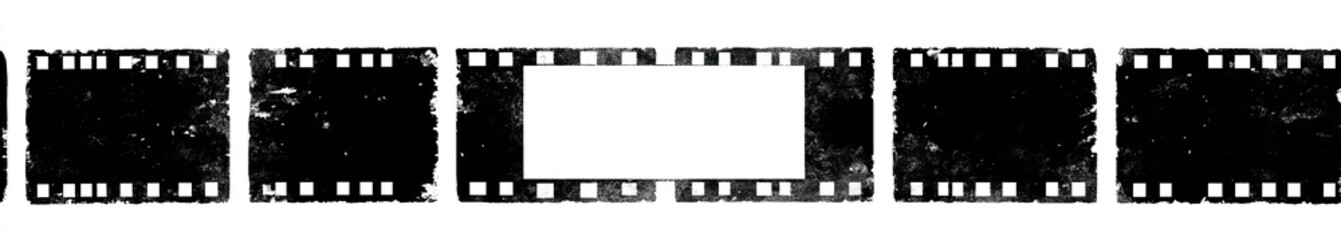 Multiple black and white filmstrip frames