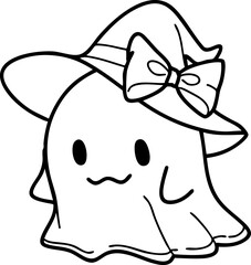 Fototapeta premium Cartoon Elements Ghost Cloak Autumn Halloween Illustration Cute Image Hand-painted