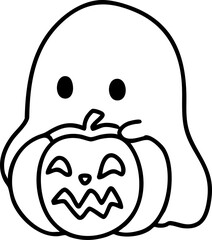 
Cartoon Elements Ghost Cloak Autumn Halloween Illustration Cute Image Hand-painted

