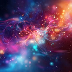 Fototapeta premium Abstract Cosmic Energy Flow with Vibrant Colors and Glowing Particles.