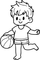 Fototapeta premium Cartoon Boys and girls Elements Travel to the sea Summer Character Illustration