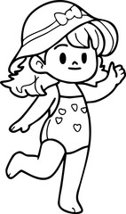 Cartoon Boys and girls Elements Travel to the sea Summer Character Illustration