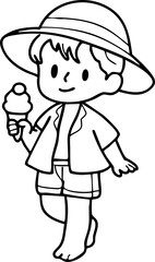 Cartoon Boys and girls Elements Travel to the sea Summer Character Illustration