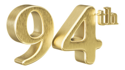 94th Anniversary Golden Number 3D Illustration