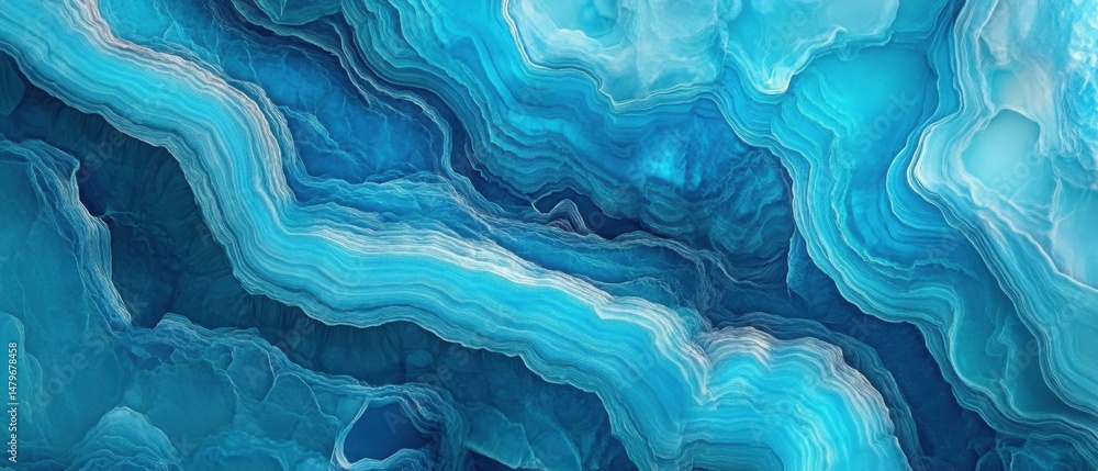 Poster abstract blue agate stone texture background close up view showing layers and patterns in shades of 