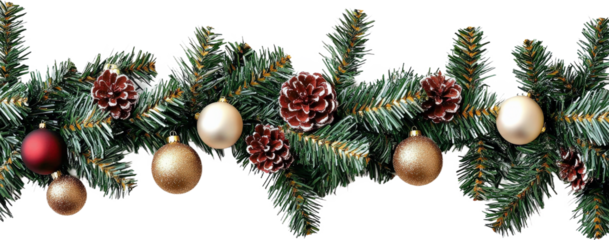 Christmas Garland with Ornaments and Pinecones