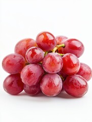 Close-up of a Bunch of Fresh Red Grapes on a White Background in Studio Lighting for Healthy Eating and Lifestyle Concepts