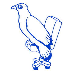 Bird sitting chair desk swivel work office job Isolated Vector Graphic Design Illustration
