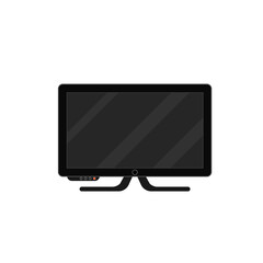 Digital lcd television screen in widescreen format with stylish glossy panel futuristic symbol flat black video media computer technology transparent design resolution isolated background

