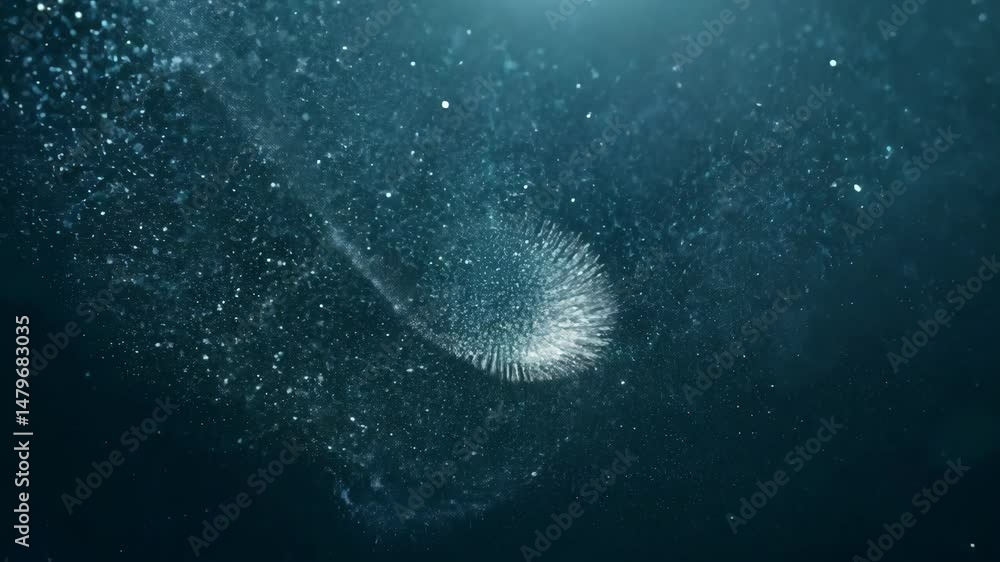 Poster abstract burst luminous explosion with sparkling particles on teal background 4k 60.