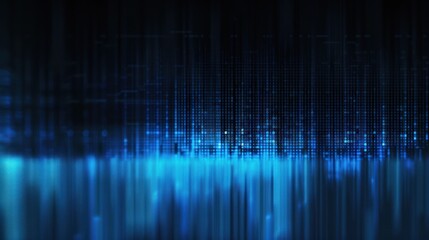 Fototapeta premium Abstract digital landscape, featuring bright vertical lines, and a dark blue background