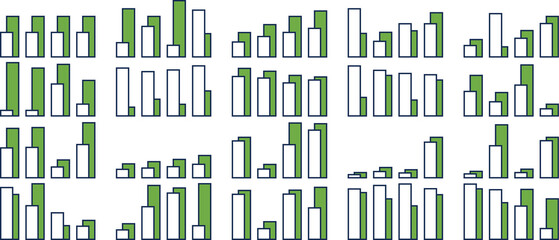 棒グラフのグラフィック素材イラストセット