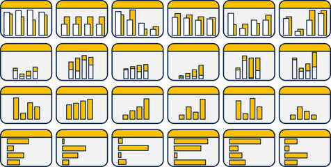 棒グラフのグラフィック素材イラストセット