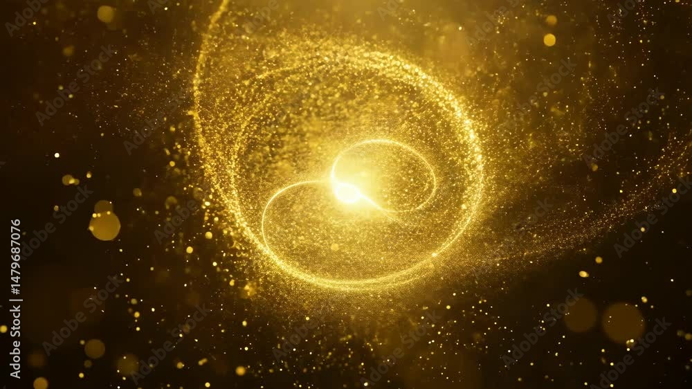 Poster golden sparkling swirls & bokeh - abstract motion background 4k 60.