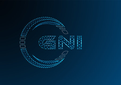 GNI low poly letter logo vector design. GNI lower poly logo design. Low poly logo.
