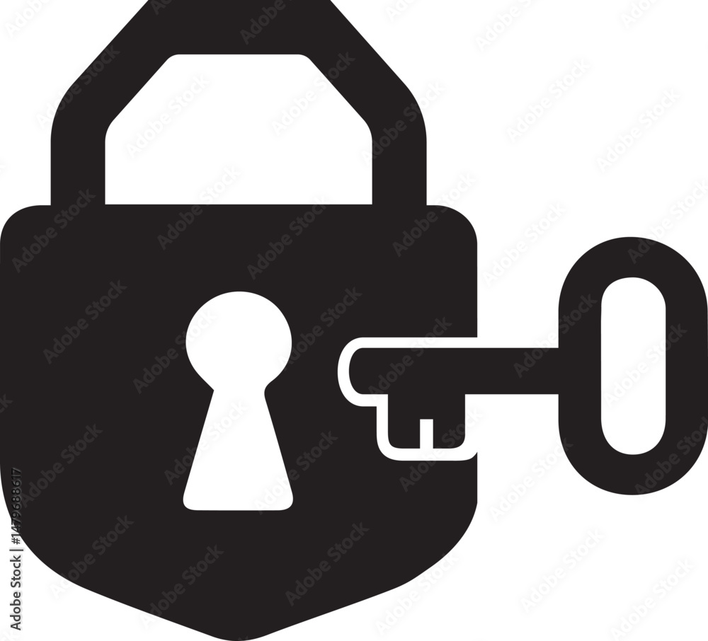 Fototapete vector key and lock icon for security and protection, a symbol of safe access and unlock on the web