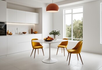 There are two chairs sitting around a table