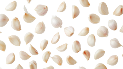 Fresh Garlic Cloves Scattered Pattern