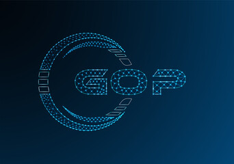 GOP low poly letter logo vector design. GOP lower poly logo design. Low poly logo.