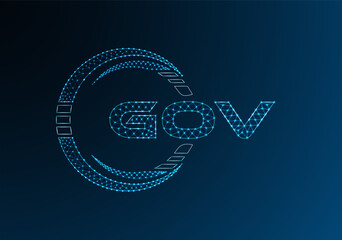 GOV low poly letter logo vector design. GOV lower poly logo design. Low poly logo.