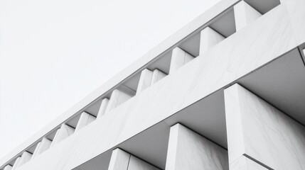 Fototapeta premium Minimalist White Marble Column Facade