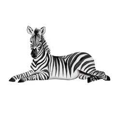 Watercolor Realistic Zebra without background.