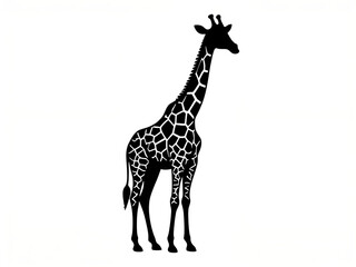 Obraz premium Giraffe Silhouette – African Wildlife Animal Vector on Isolated Background