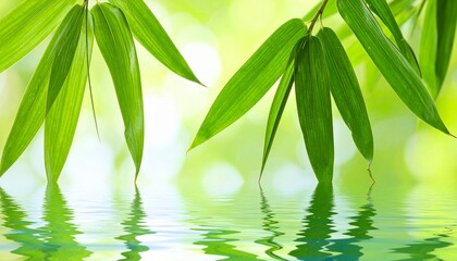 Obraz premium green leaves reflected in water