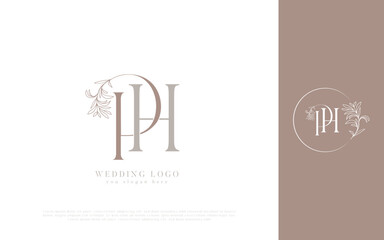 PH Wedding Logo with Floral Wreath