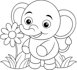 Sweet Kitten in Teacup with Flower coloring page