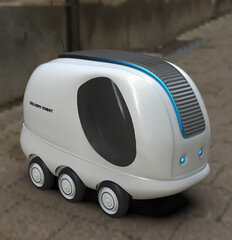 Delivery robot on the city streets