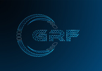GRF low poly letter logo vector design. GRF lower poly logo design. Low poly logo.