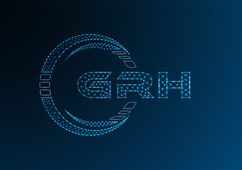 GRH low poly letter logo vector design. GRH lower poly logo design. Low poly logo.