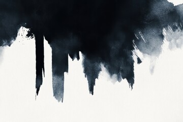 Abstract indigo watercolor wash on textured paper creating a dramatic artistic effect with subtle tonal variations and expressive brushstrokes