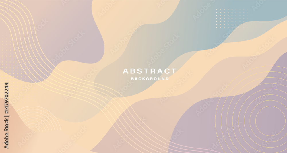 Poster Soft pastel abstract background with curved shapes and line elements