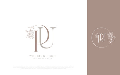 PU Wedding Logo with Floral Wreath