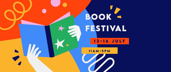 Book fair poster for advertising. banner for book fair in modern bold style. Advertising template for bookstore, bookshop, library.