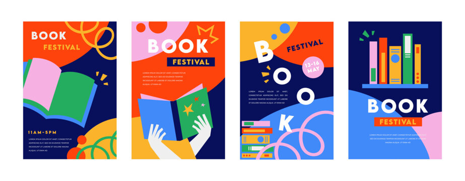 Book fair poster for advertising. banner for book fair in modern bold style. Advertising template for bookstore, bookshop, library.