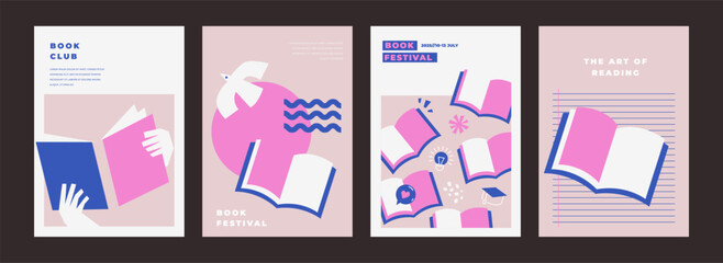 Book fair poster for advertising. banner for book fair in modern bold style. Advertising template for bookstore, bookshop, library.