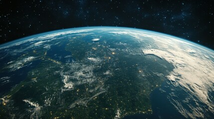 Obraz premium An image of Earth from space, showing the effects of deforestation and urbanization.