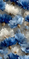 Elegant blue and white floral pattern design