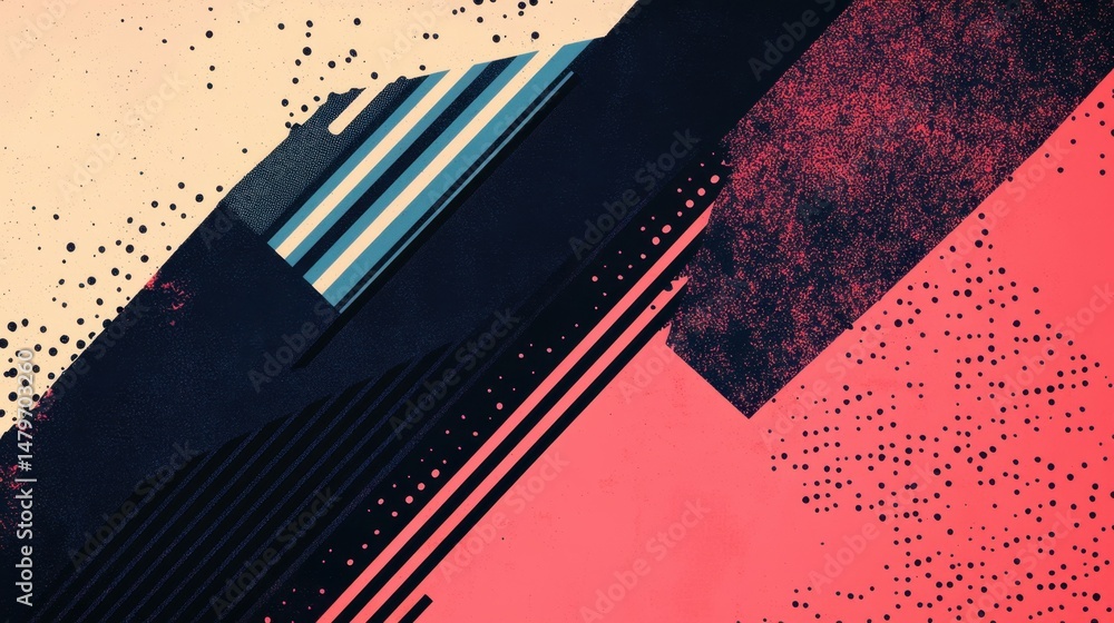 Aufkleber abstract geometric pattern with two opposing sides in contrasting colors, creating a dynamic versus 
